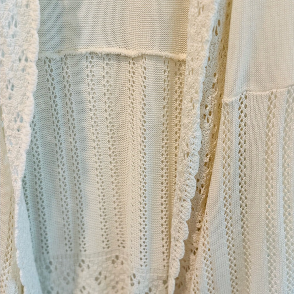 Christopher & Banks Ivory Open Front Crochet Knit Duster Vest Cardigan NWT L - Picture 7 of 12